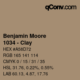 Code couleur: Benjamin Moore - 1034 - Clay | qconv.com