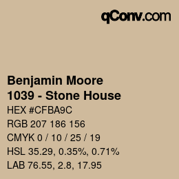 Código de color: Benjamin Moore - 1039 - Stone House | qconv.com