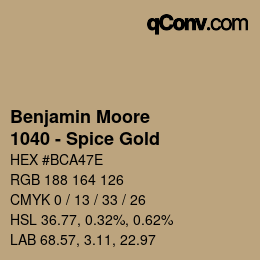 Color code: Benjamin Moore - 1040 - Spice Gold | qconv.com