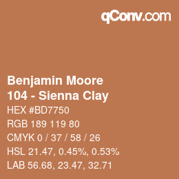 Código de color: Benjamin Moore - 104 - Sienna Clay | qconv.com