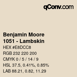 Code couleur: Benjamin Moore - 1051 - Lambskin | qconv.com