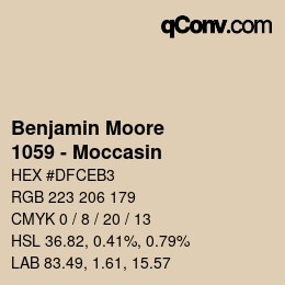 Código de color: Benjamin Moore - 1059 - Moccasin | qconv.com
