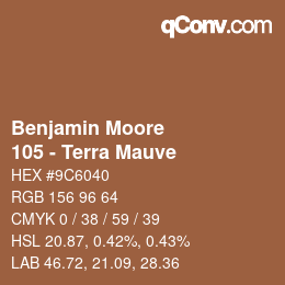 颜色代码: Benjamin Moore - 105 - Terra Mauve | qconv.com