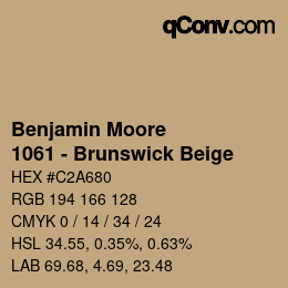 Code couleur: Benjamin Moore - 1061 - Brunswick Beige | qconv.com