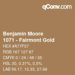 Color code: Benjamin Moore - 1071 - Fairmont Gold | qconv.com