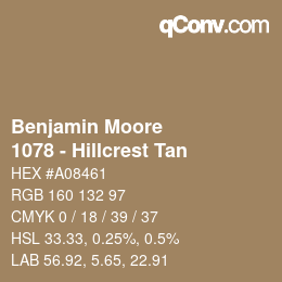 Código de color: Benjamin Moore - 1078 - Hillcrest Tan | qconv.com