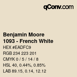 Código de color: Benjamin Moore - 1093 - French White | qconv.com