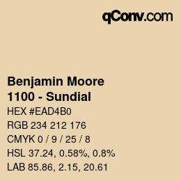 Color code: Benjamin Moore - 1100 - Sundial | qconv.com