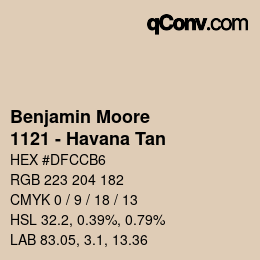 Código de color: Benjamin Moore - 1121 - Havana Tan | qconv.com