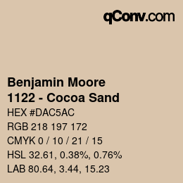 Código de color: Benjamin Moore - 1122 - Cocoa Sand | qconv.com