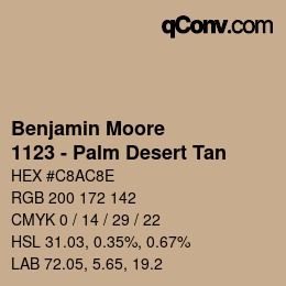 Color code: Benjamin Moore - 1123 - Palm Desert Tan | qconv.com