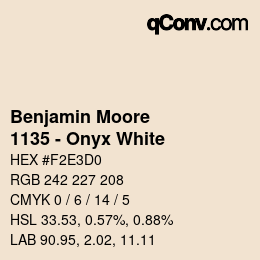 Color code: Benjamin Moore - 1135 - Onyx White | qconv.com