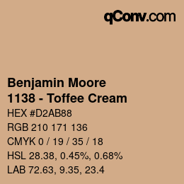 Código de color: Benjamin Moore - 1138 - Toffee Cream | qconv.com