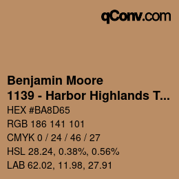 カラーコード: Benjamin Moore - 1139 - Harbor Highlands Tan | qconv.com