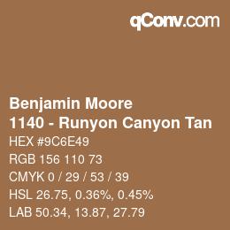 Color code: Benjamin Moore - 1140 - Runyon Canyon Tan | qconv.com