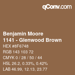 Color code: Benjamin Moore - 1141 - Glenwood Brown | qconv.com
