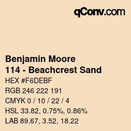 カラーコード: Benjamin Moore - 114 - Beachcrest Sand | qconv.com