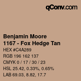 Color code: Benjamin Moore - 1167 - Fox Hedge Tan | qconv.com