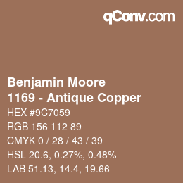 Código de color: Benjamin Moore - 1169 - Antique Copper | qconv.com