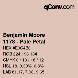 Color code: Benjamin Moore - 1178 - Pale Petal | qconv.com