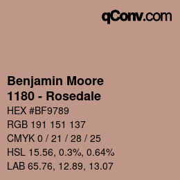 Código de color: Benjamin Moore - 1180 - Rosedale | qconv.com
