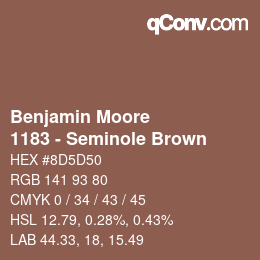 Código de color: Benjamin Moore - 1183 - Seminole Brown | qconv.com