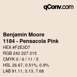 Code couleur: Benjamin Moore - 1184 - Pensacola Pink | qconv.com