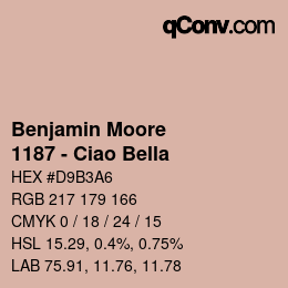 Code couleur: Benjamin Moore - 1187 - Ciao Bella | qconv.com