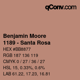 Color code: Benjamin Moore - 1189 - Santa Rosa | qconv.com