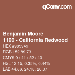 カラーコード: Benjamin Moore - 1190 - California Redwood | qconv.com