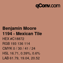 カラーコード: Benjamin Moore - 1194 - Mexican Tile | qconv.com