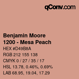 Color code: Benjamin Moore - 1200 - Mesa Peach | qconv.com