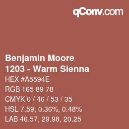 Código de color: Benjamin Moore - 1203 - Warm Sienna | qconv.com