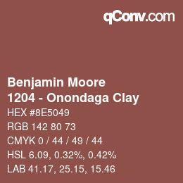 Color code: Benjamin Moore - 1204 - Onondaga Clay | qconv.com