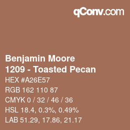 Color code: Benjamin Moore - 1209 - Toasted Pecan | qconv.com