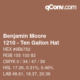 Código de color: Benjamin Moore - 1210 - Ten Gallon Hat | qconv.com