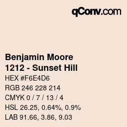 Código de color: Benjamin Moore - 1212 - Sunset Hill | qconv.com