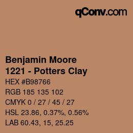 カラーコード: Benjamin Moore - 1221 - Potters Clay | qconv.com