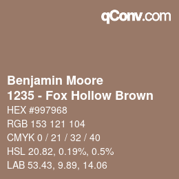 Color code: Benjamin Moore - 1235 - Fox Hollow Brown | qconv.com