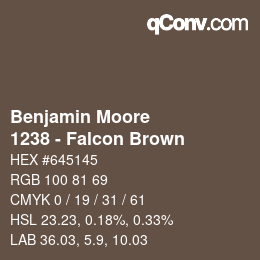 Código de color: Benjamin Moore - 1238 - Falcon Brown | qconv.com