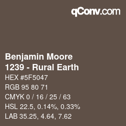 Color code: Benjamin Moore - 1239 - Rural Earth | qconv.com