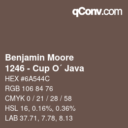 颜色代码: Benjamin Moore - 1246 - Cup O´ Java | qconv.com