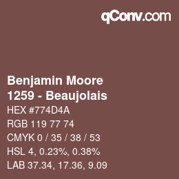 カラーコード: Benjamin Moore - 1259 - Beaujolais | qconv.com