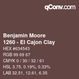 Código de color: Benjamin Moore - 1260 - El Cajon Clay | qconv.com