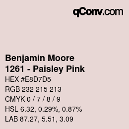 Color code: Benjamin Moore - 1261 - Paisley Pink | qconv.com