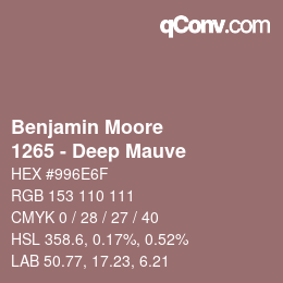 カラーコード: Benjamin Moore - 1265 - Deep Mauve | qconv.com