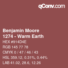 Código de color: Benjamin Moore - 1274 - Warm Earth | qconv.com