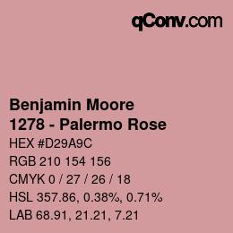 Código de color: Benjamin Moore - 1278 - Palermo Rose | qconv.com