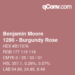 Color code: Benjamin Moore - 1280 - Burgundy Rose | qconv.com