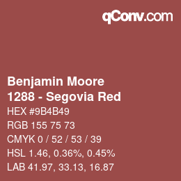 Código de color: Benjamin Moore - 1288 - Segovia Red | qconv.com